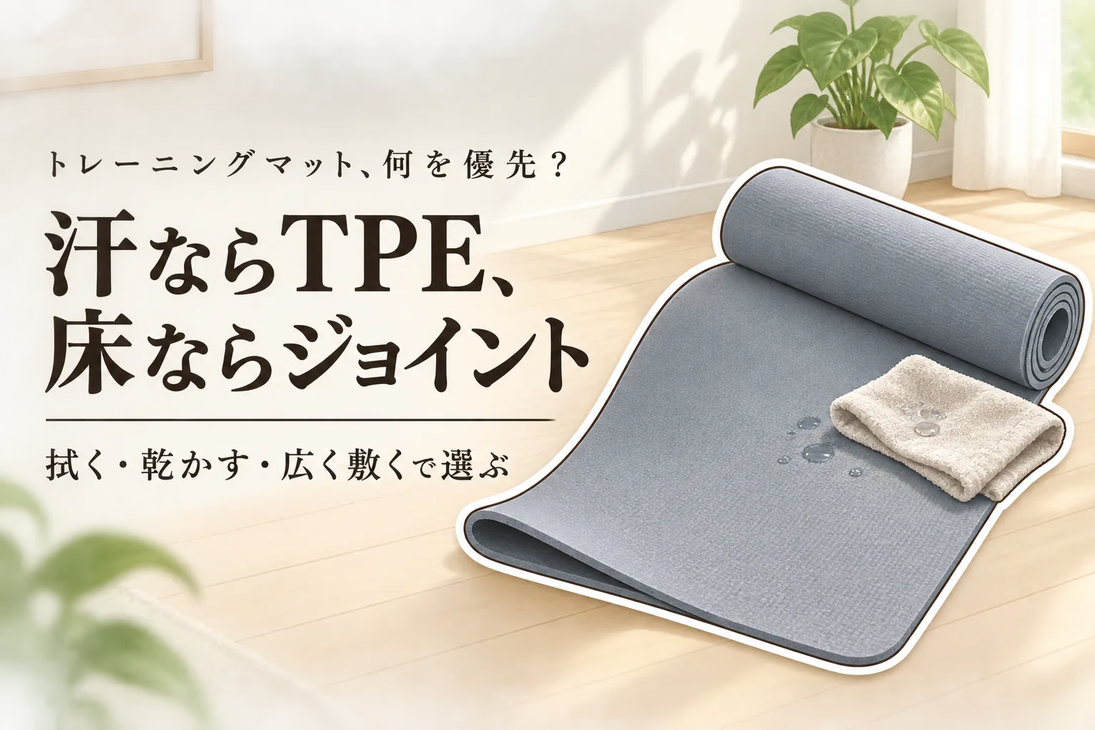 トレーニングマットの素材の違い｜TPEヨガマットとジョイントマットを汗・床・片付けで使い分け